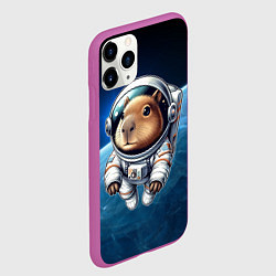 Чехол iPhone 11 Pro матовый Кроха капибара в космическом скафандре, цвет: 3D-фиолетовый — фото 2