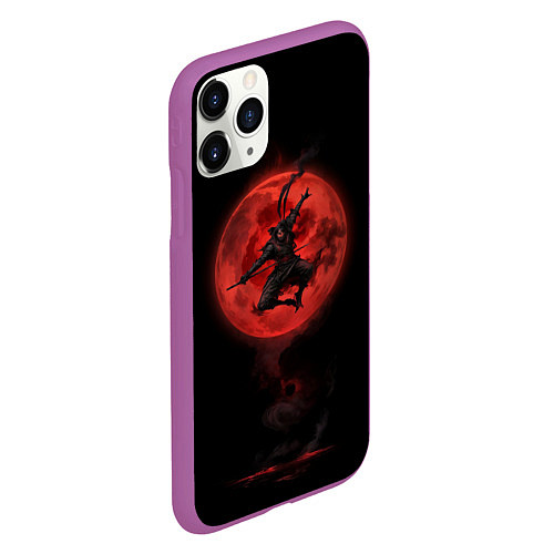 Чехол iPhone 11 Pro матовый Ниндзя кровавой луны / 3D-Фиолетовый – фото 2