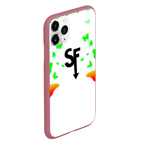 Чехол iPhone 11 Pro матовый Sally face бабочки / 3D-Малиновый – фото 2