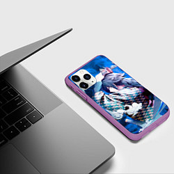 Чехол iPhone 11 Pro матовый Гию Томиока из Клинка рассекающего демонов, цвет: 3D-фиолетовый — фото 2