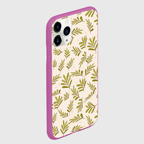 Чехол iPhone 11 Pro матовый Веточки и звезды / 3D-Фиолетовый – фото 2
