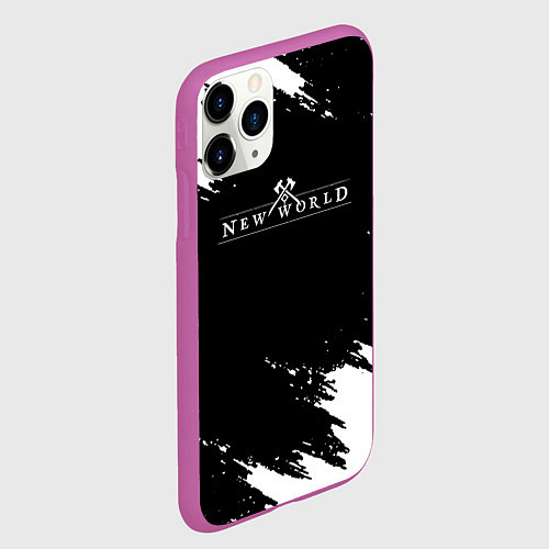 Чехол iPhone 11 Pro матовый New world штрихи красок / 3D-Фиолетовый – фото 2