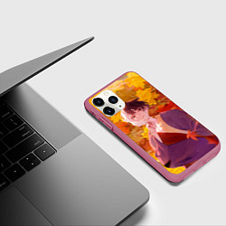 Чехол iPhone 11 Pro матовый Гэн Асагири на фоне листвы из Доктора Стоуна, цвет: 3D-малиновый — фото 2