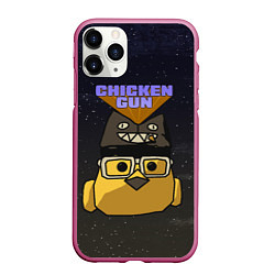 Чехол iPhone 11 Pro матовый Chicken gun space, цвет: 3D-малиновый