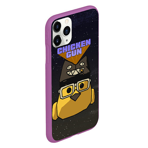 Чехол iPhone 11 Pro матовый Chicken gun space / 3D-Фиолетовый – фото 2