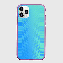 Чехол iPhone 11 Pro матовый Голубые градиентные линии, цвет: 3D-фиолетовый