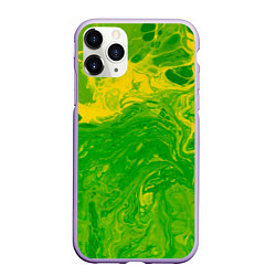Чехол iPhone 11 Pro матовый Зеленые подтеки, цвет: 3D-светло-сиреневый