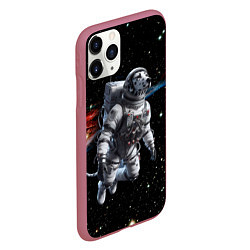 Чехол iPhone 11 Pro матовый The dalmatian brave cosmonaut - ai art, цвет: 3D-малиновый — фото 2