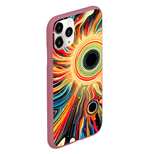 Чехол iPhone 11 Pro матовый Space abstraction - ai art / 3D-Малиновый – фото 2