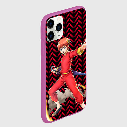 Чехол iPhone 11 Pro матовый Кагура Ято из Гинтамы / 3D-Фиолетовый – фото 2