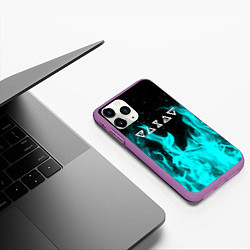 Чехол iPhone 11 Pro матовый Ведьмак лого в огне, цвет: 3D-фиолетовый — фото 2