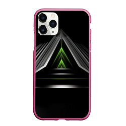 Чехол iPhone 11 Pro матовый Black green abstract nvidia style