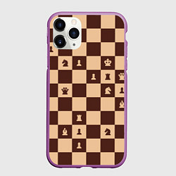 Чехол iPhone 11 Pro матовый Коричневая шахматная доска, цвет: 3D-фиолетовый