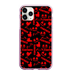 Чехол iPhone 11 Pro матовый Fortnite pattern logo marshmello, цвет: 3D-розовый