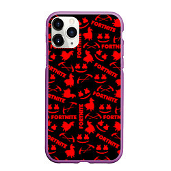 Чехол iPhone 11 Pro матовый Fortnite pattern logo marshmello