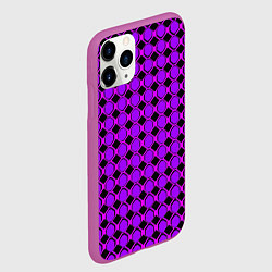 Чехол iPhone 11 Pro матовый Фиолетовые восьмиугольники и чёрные ромбы, цвет: 3D-фиолетовый — фото 2