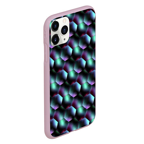 Чехол iPhone 11 Pro матовый Красно-черно-зеленые кубики / 3D-Розовый – фото 2