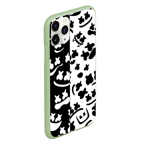 Чехол iPhone 11 Pro матовый Marshmello music pattern / 3D-Салатовый – фото 2