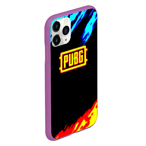 Чехол iPhone 11 Pro матовый PUBG краски огонь и лёд / 3D-Фиолетовый – фото 2