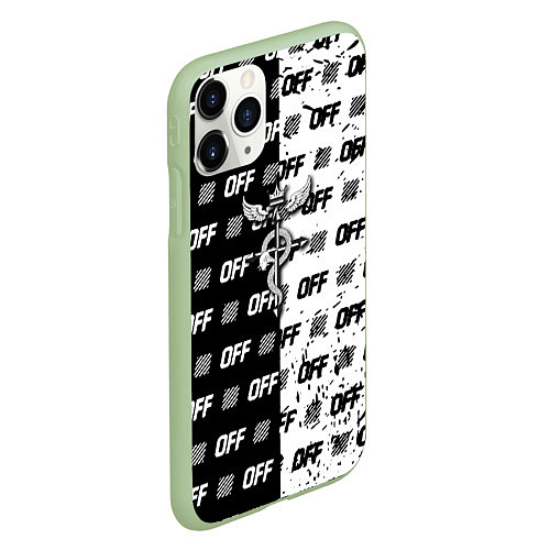 Чехол iPhone 11 Pro матовый Fullmetal Alchemis pattern off / 3D-Салатовый – фото 2