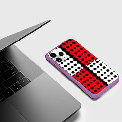 Чехол iPhone 11 Pro матовый Красно белое полотно и фигуры, цвет: 3D-фиолетовый — фото 2
