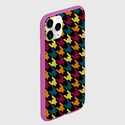 Чехол iPhone 11 Pro матовый Цветной узор гусиные лапки, цвет: 3D-фиолетовый — фото 2