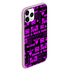 Чехол iPhone 11 Pro матовый Bon Jovi neon pink rock, цвет: 3D-розовый — фото 2