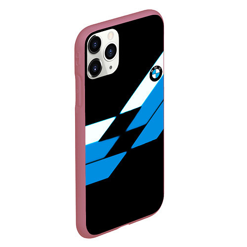 Чехол iPhone 11 Pro матовый BMW sport geometry blu / 3D-Малиновый – фото 2