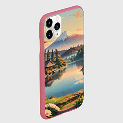 Чехол iPhone 11 Pro матовый Спокойный рассвет над японским горизонтом, цвет: 3D-малиновый — фото 2