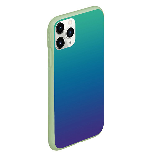 Чехол iPhone 11 Pro матовый Градиент зелёно-фиолетовый / 3D-Салатовый – фото 2