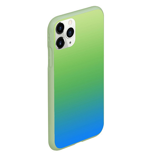 Чехол iPhone 11 Pro матовый Градиент зелёно-голубой / 3D-Салатовый – фото 2