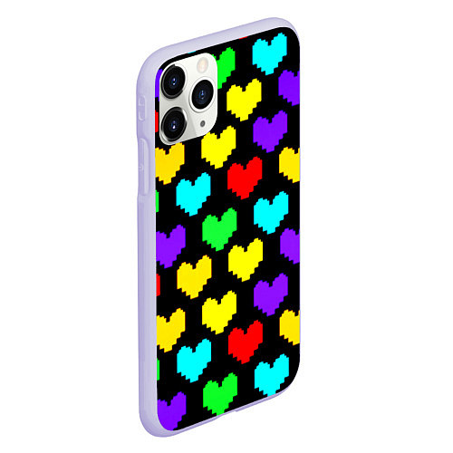 Чехол iPhone 11 Pro матовый Undertale heart pattern / 3D-Светло-сиреневый – фото 2