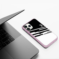 Чехол iPhone 11 Pro матовый Ювентус спорт текстура, цвет: 3D-розовый — фото 2