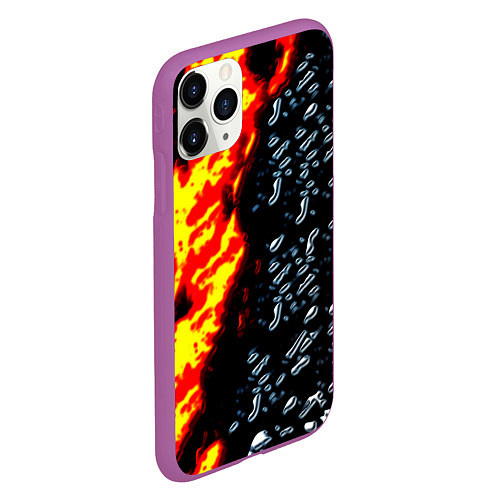 Чехол iPhone 11 Pro матовый Текстура огня и воды / 3D-Фиолетовый – фото 2