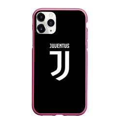 Чехол iPhone 11 Pro матовый Juventus sport fc белое лого, цвет: 3D-малиновый