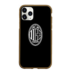 Чехол iPhone 11 Pro матовый Milan fc белое лого, цвет: 3D-коричневый