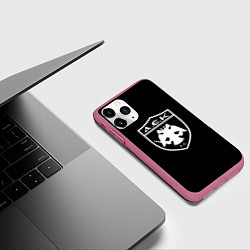 Чехол iPhone 11 Pro матовый AEK fc белое лого, цвет: 3D-малиновый — фото 2