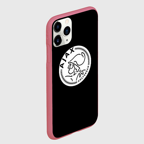 Чехол iPhone 11 Pro матовый Ajax fc белое лого / 3D-Малиновый – фото 2