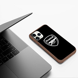 Чехол iPhone 11 Pro матовый Arsenal fc белое лого, цвет: 3D-коричневый — фото 2