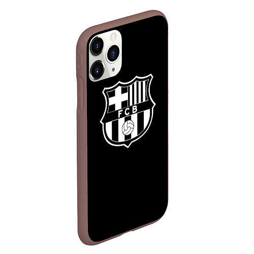 Чехол iPhone 11 Pro матовый Barcelona fc club белое лого / 3D-Коричневый – фото 2