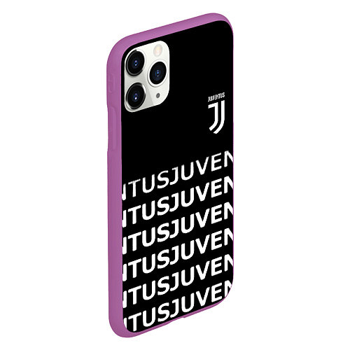 Чехол iPhone 11 Pro матовый Juventus pattern fc club steel / 3D-Фиолетовый – фото 2