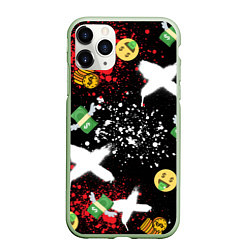 Чехол iPhone 11 Pro матовый Денежные смайлики и пачки долларов с крыльями, цвет: 3D-салатовый