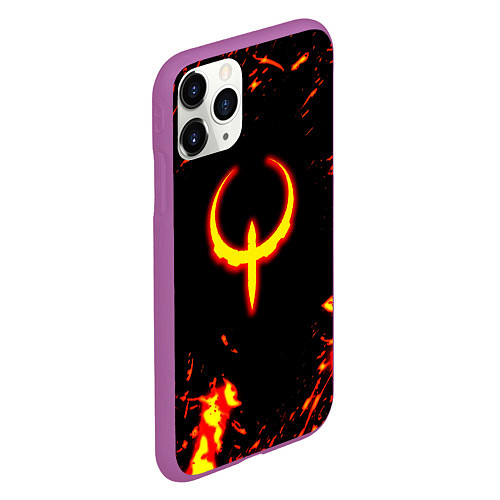 Чехол iPhone 11 Pro матовый Quake fire logo / 3D-Фиолетовый – фото 2