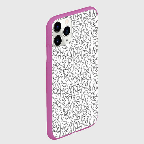 Чехол iPhone 11 Pro матовый Бокалы / 3D-Фиолетовый – фото 2