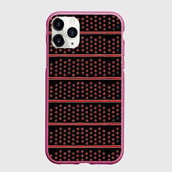 Чехол iPhone 11 Pro матовый Красные круги и полосы, цвет: 3D-малиновый