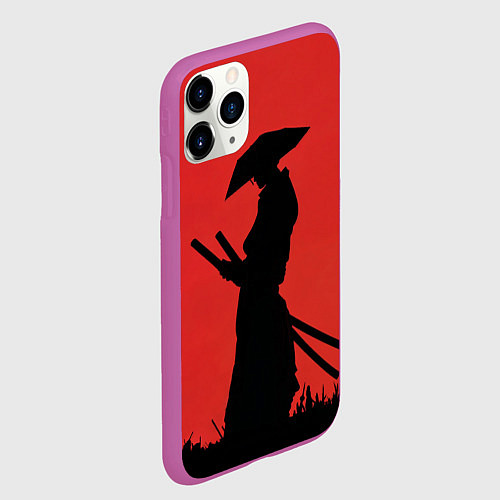 Чехол iPhone 11 Pro матовый Девушка ронин / 3D-Фиолетовый – фото 2