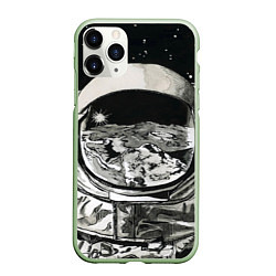 Чехол iPhone 11 Pro матовый Космонавт в черно-белом мире, цвет: 3D-салатовый
