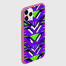 Чехол iPhone 11 Pro матовый Техно броня фиолетово-зелёная, цвет: 3D-малиновый — фото 2