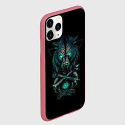Чехол iPhone 11 Pro матовый Скандинавский светящийся волк, цвет: 3D-малиновый — фото 2