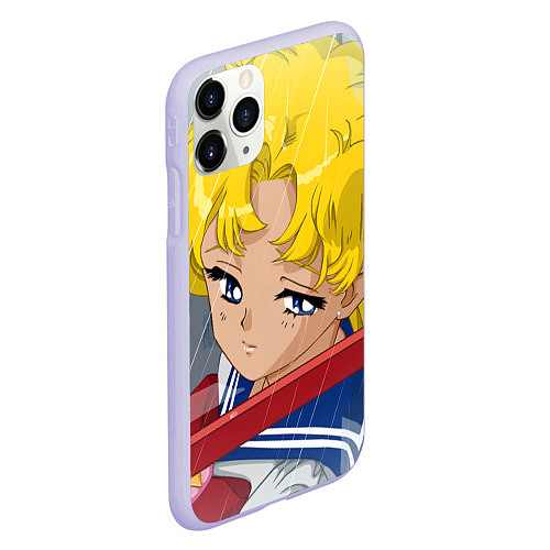 Чехол iPhone 11 Pro матовый Sailor Moon Усаги Цукино грустит / 3D-Светло-сиреневый – фото 2